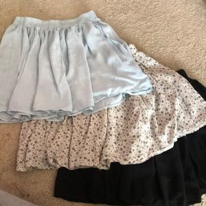 3 Brandy Melville Skirts black, light blue, floral